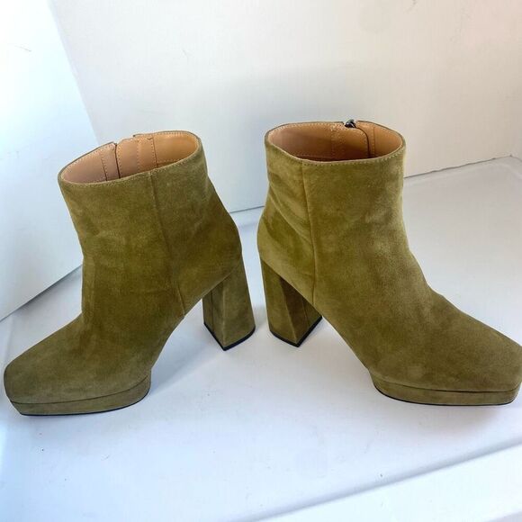 Jessica Simpson Womens 7.5 Kaiyah Platform Fatigue Green Suede Bootie Heeled Boo - Picture 7 of 12